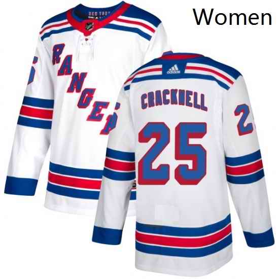 Womens Adidas New York Rangers 25 Adam Cracknell Authentic White Away NHL Jersey
